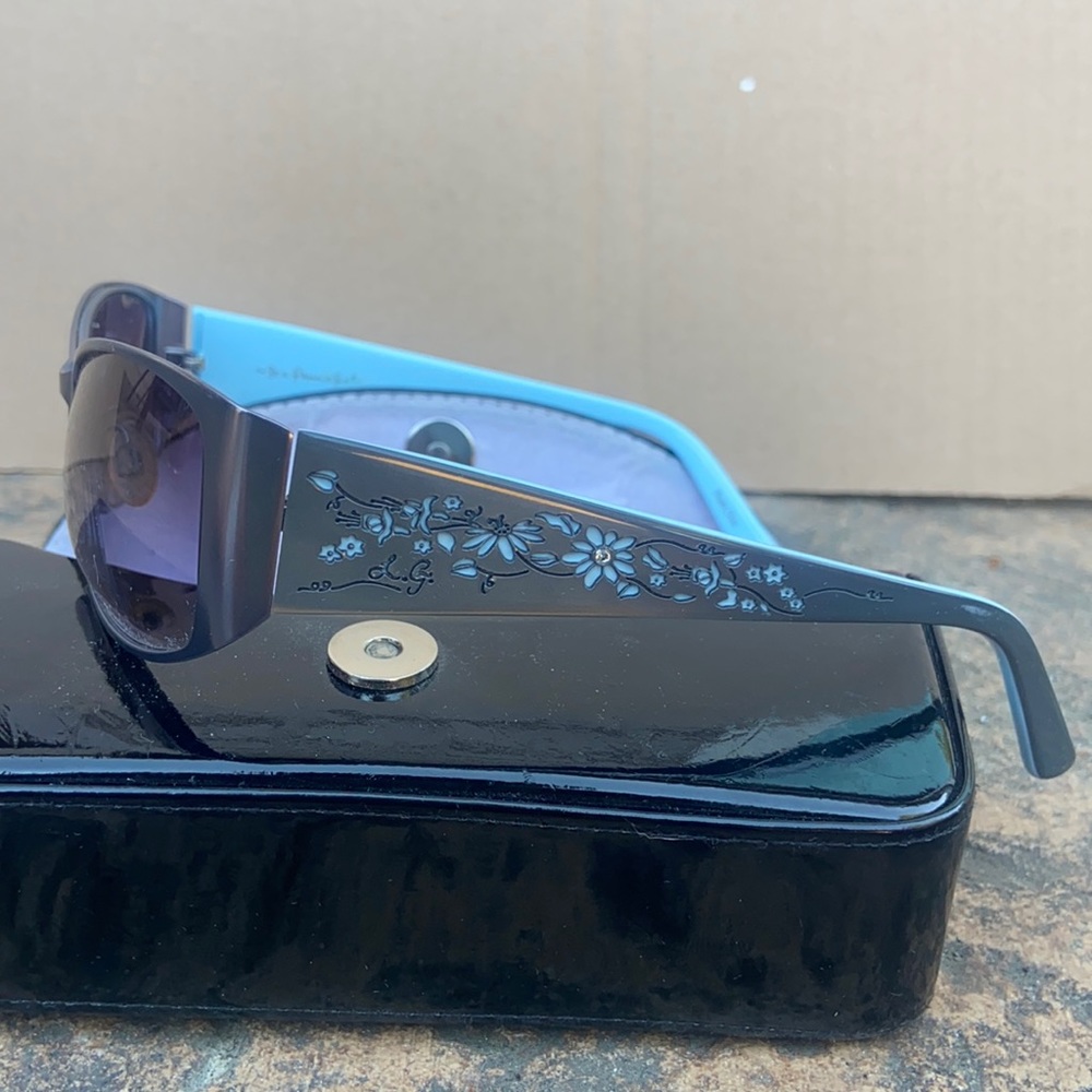 Lulu Guinness Sunglasses light blue and grey with gems floral
